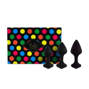 Набор силиконовых анальных пробок FeelzToys - Bibi Butt Plug Set 3 pcs Black Sex Aura