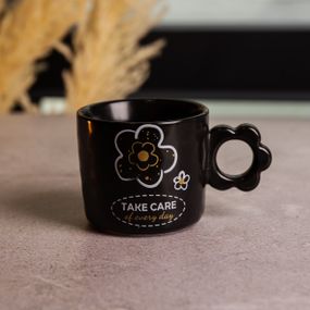 Чашка для чая и кофе фарфоровая 420 (мл) красивая оригинальная кружка на подарок Черная FM-14C