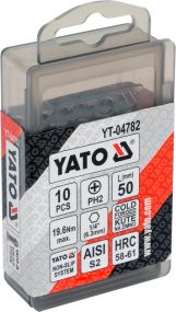 Насадка викруткова NON SLIP біта хрестовидна PН2 x 50 мм 10 шт YATO YT-04782