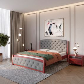 Односпальне дерев&#039;яне ліжко Mebigrand Мехіко Махонь/Аляска 93 (Сірий) 90х200 см (MBG-12156)