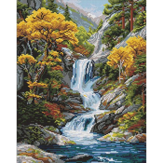 Алмазная мозаика "Под водопадом осени" Идейка AMO20004, 40х50 см