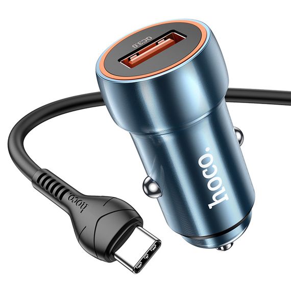 Набір АЗУ 12-24V HOCO Z46 + кабель Type-C, 1xUSB, 18W, кабель 1м, Blue, Box | Зображення 4