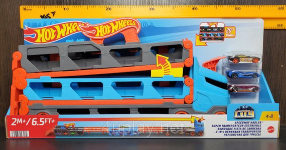 Трек автовоз Хот Вілс. Вантажівка транспортер на 20+ машинок. Hot Wheels Speedway Hauler Storage Carrier. 3 машинки в комплекті | Зображення 8