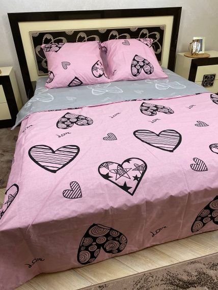 Комплект постельного белья Soft двуспальный 180х220 см романтический розово-серый | Зображення 1