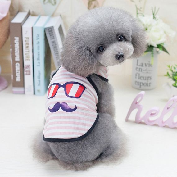 Майка для собак Multibrand "Glasses mustache" розовый | Зображення 1