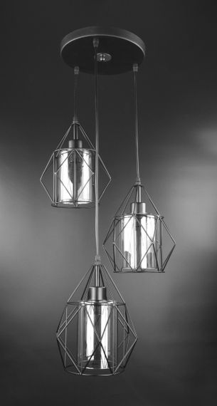 Люстра підвісна LOFT на 3 лампочки 26191 Чорний 40-110х35х35 см.