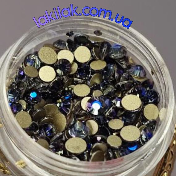 Скляні стрази №7 темно-сині (мікс размірів) в баночці