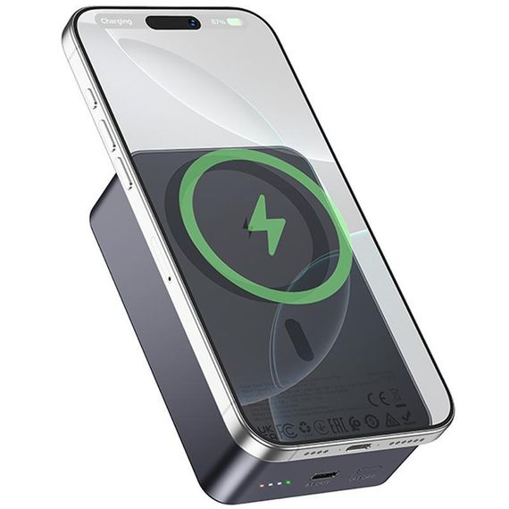 Портативное ЗУ Power Bank Hoco J160B Original PD20W с БЗУ 20000 mAh Metal gray | Зображення 2