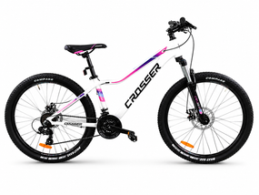 Велосипед горный женский 27,5" Crosser Girl XC-100 рама 13", 21 скорость Shimano, дисковые тормоза, алюминий Белый
