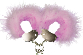 Наручники металлические Adrien Lastic Handcuffs Pink с розовой пушистой отделкой Sex Aura
