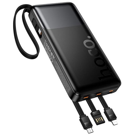 Портативний ЗП Power Bank Hoco J156 Founder 22.5W+PD20W with 4 cables 10000 mAh Black | Зображення 2