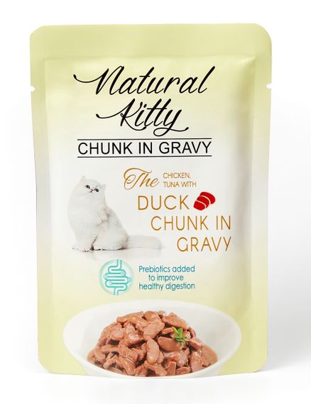 Вологий корм для котів з качкою, куркою та тунцем Natural Kitty Chunk in Gravy Chicken, Tuna with Duck, 85 гр