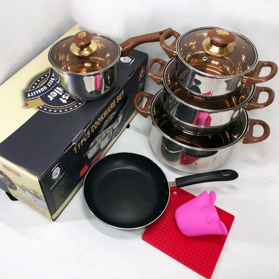 Набір каструль для дому VS-1006-11 (11 предметів) / Набір посуду / Набір DH-149 посуду каструлі | Зображення 1