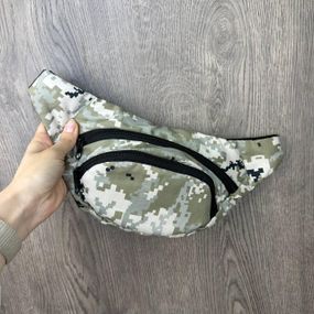 Сумка поясная бананка мужская тканевая хаки пиксельная