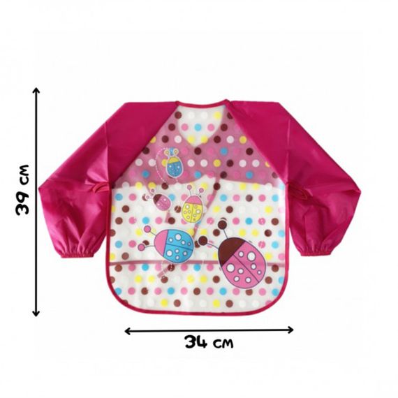 Слинявчик з рукавами "Сонечка" MGZ-0610-2 червоний, клейончатий, на зав`язках | Зображення 1