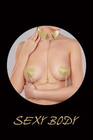 Сексапильные пестисы-сердечки с чокером и металлическими кисточками Golden sexstyle