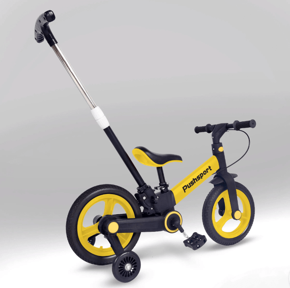 Детский велосипед-биговел 2в1 PUSH SPORT M10 | Ручной тормоз, страховочные колеса и регулируемое сиденье Желтый | Зображення 3