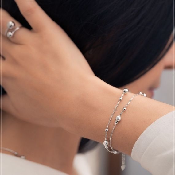 Серебряный браслет Венеция с шариками | Зображення 9
