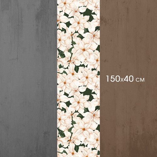 Доріжка на стіл Білий різдвяник 150x40 см (DR__23NG027) | Зображення 1