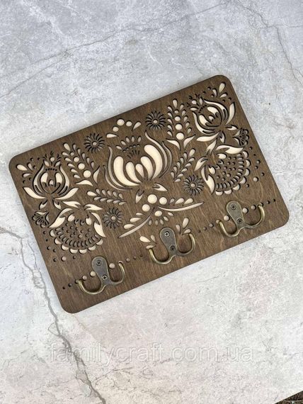 Настенная ключница из украинским народным орнаментом Деревянный органайзер для ключей Держатель для хранения | Зображення 6