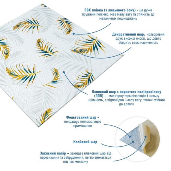 Панель стінова 3D 680х670х4мм Папороть на білому фоні (D) SW-00001981 | Зображення 1