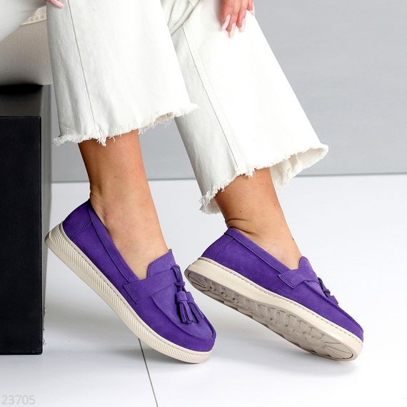 Яркие фиолетовые замшевые лоферы натуральная замша цвет в ассортименте | Зображення 1