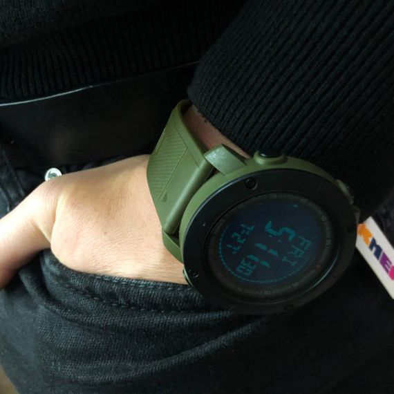 Годинник наручний чоловічий SKMEI 2095AG, годинник тактичний протиударний, армійський годинник. Колір: зелений | Зображення 1