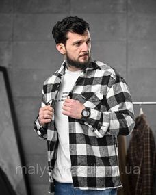 Мужская рубашка в клетку черная ДЛ6442