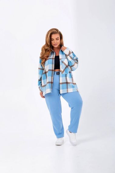 Женский теплый костюм рубашка и штаны NB23031 цвет голубой, размер 42/46 | Зображення 4