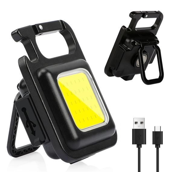 Ліхтарик-брелок від USB, з магнітом та відкривачкою / Акумуляторний міні-ліхтар / Ліхтар-брелок на ключі