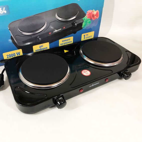Настільна електрична плита на 2 дві конфорки Sea Breeze SB-064 2000 Вт, Плита побутова портативна HZ-39 | Зображення 8