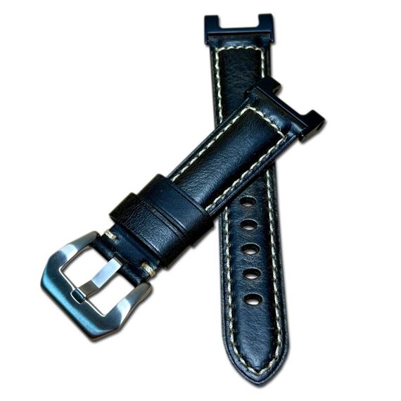 Кожаный ремешок Primolux F001 Steel buckle для часов Xiaomi Amazfit T-Rex (A1918) / T-Rex Pro (A2013) - Black