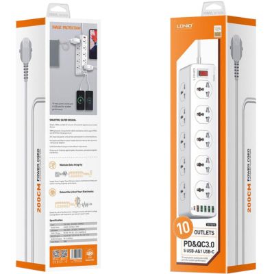 Мережевий фільтр живлення LDNIO SC10610, 5роз + 3USB (SC10610) (SC10610) | Зображення 3