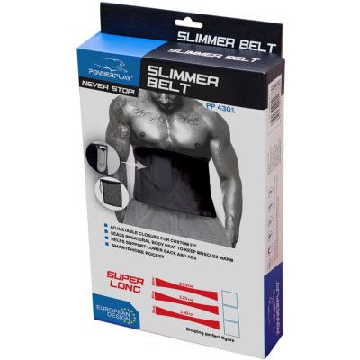 Пояс для похудения PowerPlay 4301 125 х 30 см + кишеня для смартфона Чорний (PP_4301_Black_125_Pocket) - Топ | Зображення 1