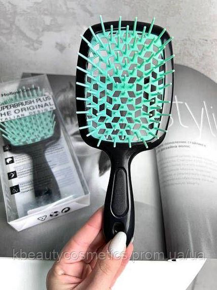 Гребінець для волосся "Super Brush" в коробці чорний з м‘ятним