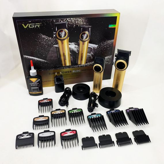 Набір VGR 2 в 1 V-001 V-977 GOLD, акумуляторна машинка для стрижки та триммер. Колір: золотий | Зображення 8