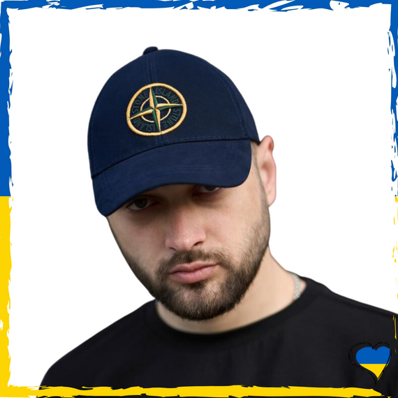 Кепка Stone Island. Кепка SI, Стон Айленд. Унісекс, темно-синя. Шапка 57-59р