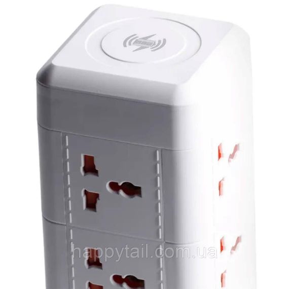 Сетевой фильтр удлинитель 2.8 м с лампой на 9 универсальных розеток с 2 USB, 1 Type-C, беспроводная зарядка HP-5-5 | Зображення 7