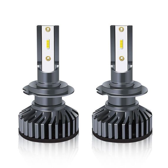 Светодиодные автомобильные лампы H7 6500K, 160W, 12V, комплект 2 шт, яркие LED лампы для фар с охлаждением