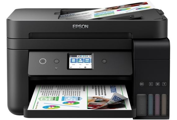 Epson БФП ink color A4 Epson EcoTank L6290 33_20 ppm Fax ADF Duplex USB Ethernet Wi-Fi 4 inks Black Pigment (C11CJ60406)