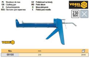 Пістолет пістолет силікону напівтрубовидний l=230 мм VOREL-09100