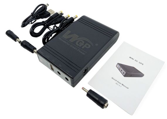 Джерело безперебійного живлення 10400 mAh USB, 9V, 12V для роутера Mini UPS WGP павербанк УПС + 3 перехідника | Зображення 1