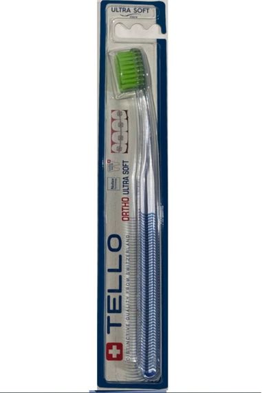Ортодонтична зубна щітка Tello 4920 Ortho Ultra Soft, d 0.10 mm, салатова