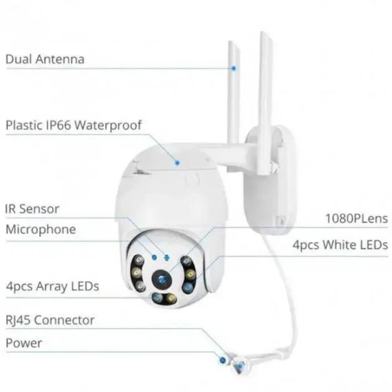 ОЧЕНКА! Поворотна вулична IP-камера відеоспостереження PTZ Wi-Fi xm 2mp (Плохе паковання 3042) | Зображення 7