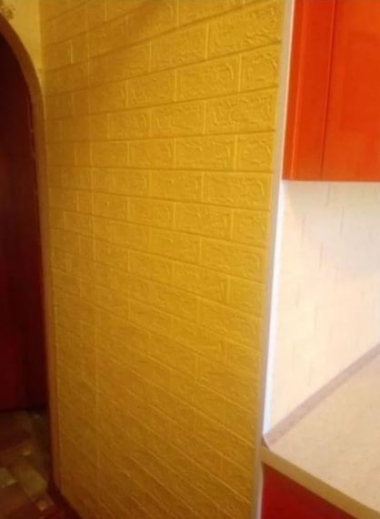 3D панель самоклеящая 70*77*0,5 см Обои под декоративный кирпич Самоклейка Золотой 3Д | Зображення 3