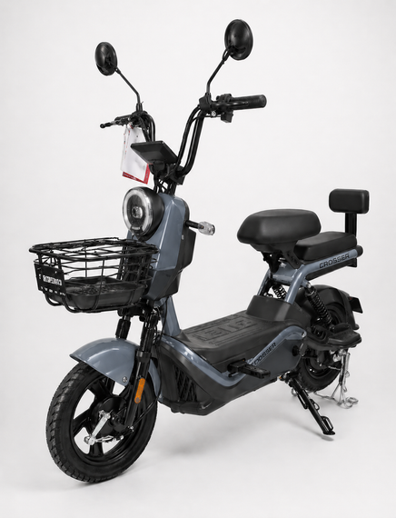 Электроскутер Crosser CR-2 800W 60V 24Ah, электровелосипед до 55 км/ч, графеновый аккумулятор, 2 места Серо-синий