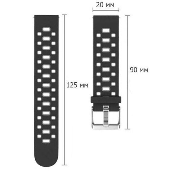 Спортивний ремінець Primo Perfor Classic для годинника Xiaomi Huami Amazfit Bip / Amazfit GTS - Black&Grey | Зображення 2