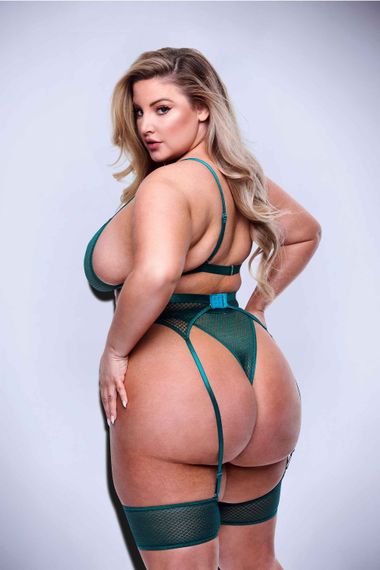 Сексуальний комплект білизни Queen Size Baci, напівпрозорий, 4 деталі, зелений | Зображення 1