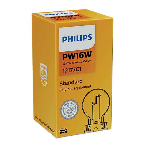 Галогеновая лампа PHILIPS 12177C1 PW16W 16W 12V WP3.3x14.5/4 | Зображення 1