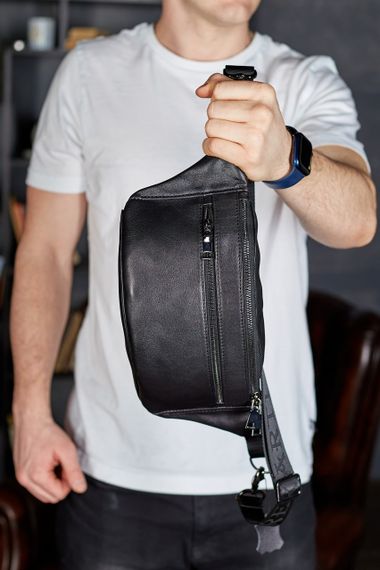 Стильна чоловіча бананка із натуральної гладкої шкіри NM-50358 | Зображення 2